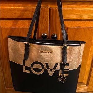 Michael Kors Black and Gold Tote Bag